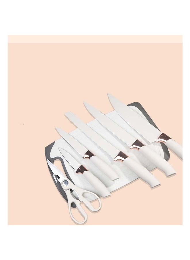 Huitich 19-Piece Kitchenware Utensil Set with Holder & Cutting Board – Beige (2230g) - Image 3
